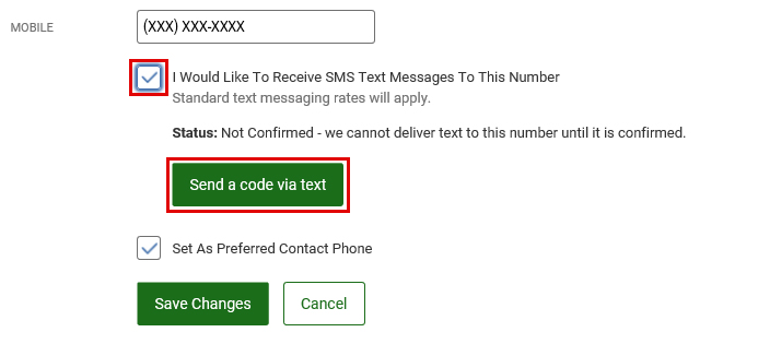 Select to Receive SMS Messages