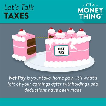 Taxes 2 Let's Talk Taxes: Net Pay is what's left of your earnings after withholdings and deductions have been made.