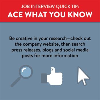 Ace what you know at your job interview by researching the company in advance online. 