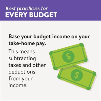 Budgeting Tip: Base your budget income on your take-home pay after taxes