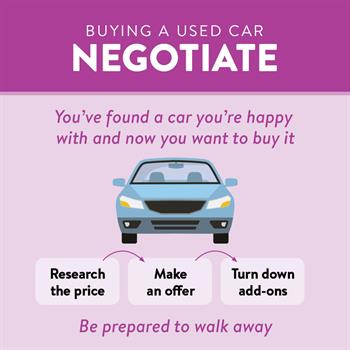 Buying a Used Car: When negotiating the cost of your vehicle, always be prepared to walk away. 