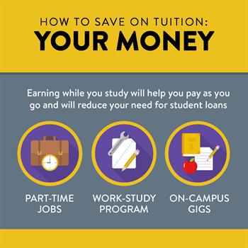 Save on Tuition: Earning money while you study will help you pay as you go and will reduce your need for student loans.